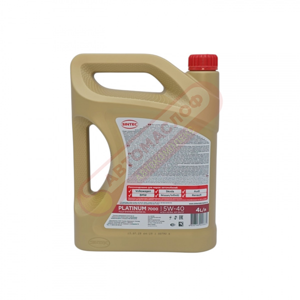 SINTEC PLATINUM 7000 ACEA A3/B4 5w40 4л